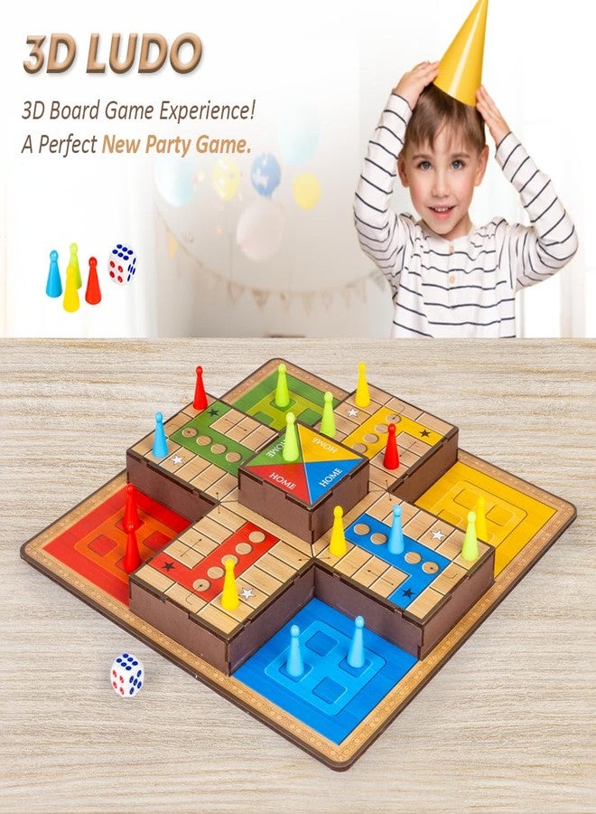 تويز بوكس لعبة لودو ثلاثية الأبعاد من تويز بوكس جونيور، من 2 إلى 4 لاعبين، مصنوعة من خشب MDF، ألعاب عائلية للكبار والصغار - Image 4